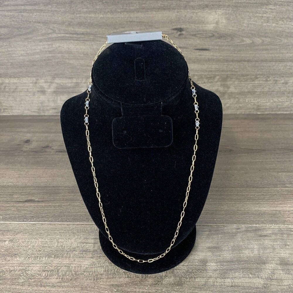 Nordstron Rack Necklace Gold Tone Cubic Zirconia Mask Chain Rhinestone